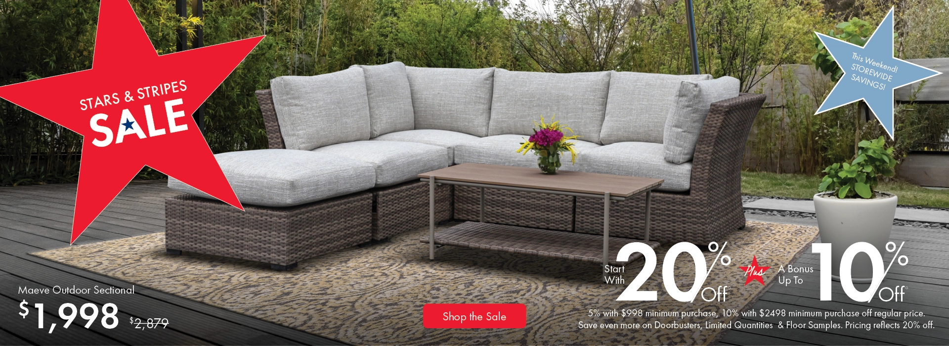 Stars & Stripes Sale at Morris Home - Save 20% plus up to 10% bonus on furniture and mattresses
