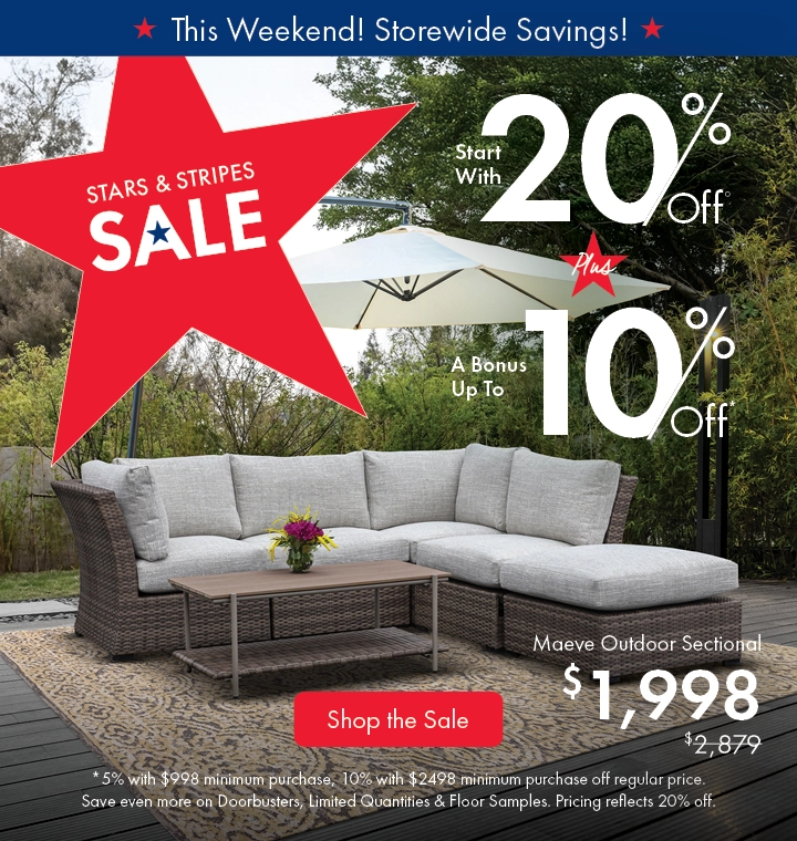 Stars & Stripes Sale at Morris Home - Save 20% plus up to 10% bonus on furniture and mattresses