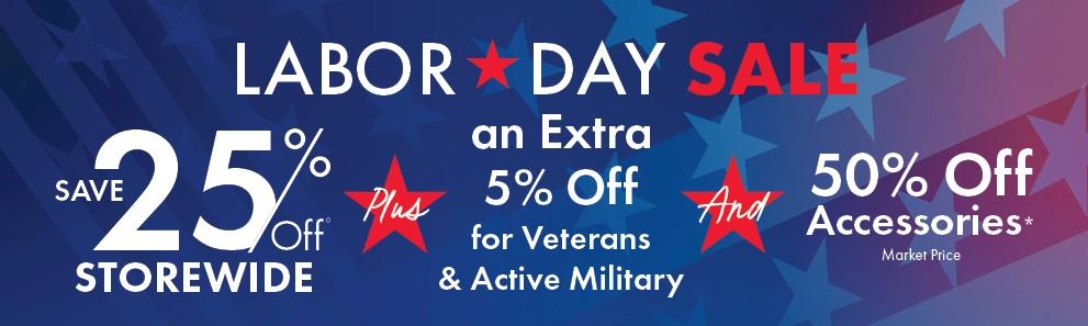 Labor Day Sale at Morris Home – Save 25% storewide, plus an extra 5% off for Veterans and Active Military, and get 50% off accessories. Shop limited-time savings now!