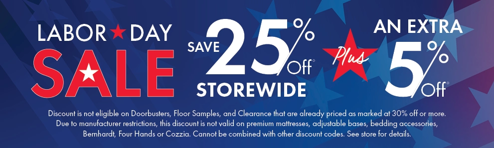 Labor Day Sale at Morris Home – Save 25% off storewide, plus get an extra 5% off for a limited time. Shop now and save more!