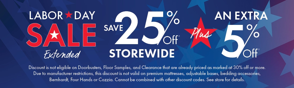 Labor Day Sale at Morris Home – Save 25% off storewide, plus get an extra 5% off for a limited time. Shop now and save more!
