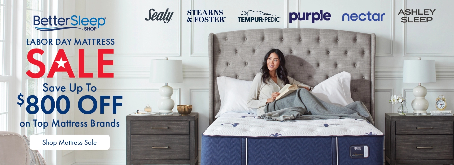 Labor Day Mattress Sale at Morris Home – Save up to $800 on top mattress brands like Tempur-Pedic, Stearns & Foster, Purple, Sealy, and more.