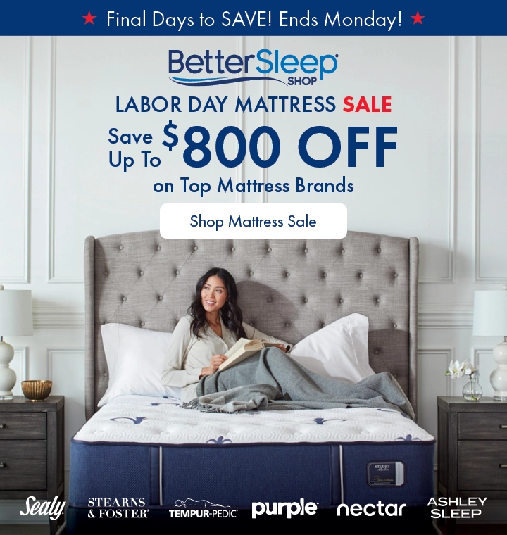 Labor Day Mattress Sale at Morris Home – Save up to $800 on top mattress brands like Tempur-Pedic, Stearns & Foster, Purple, Sealy, and more.