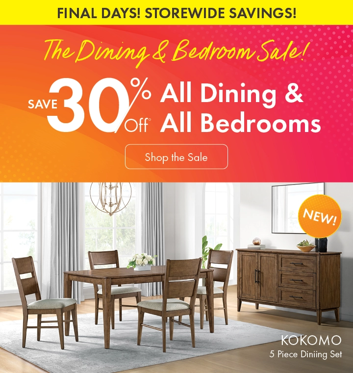 Morris Home Dining & Bedroom Sale – Final days to save 30% on dining and bedroom furniture.