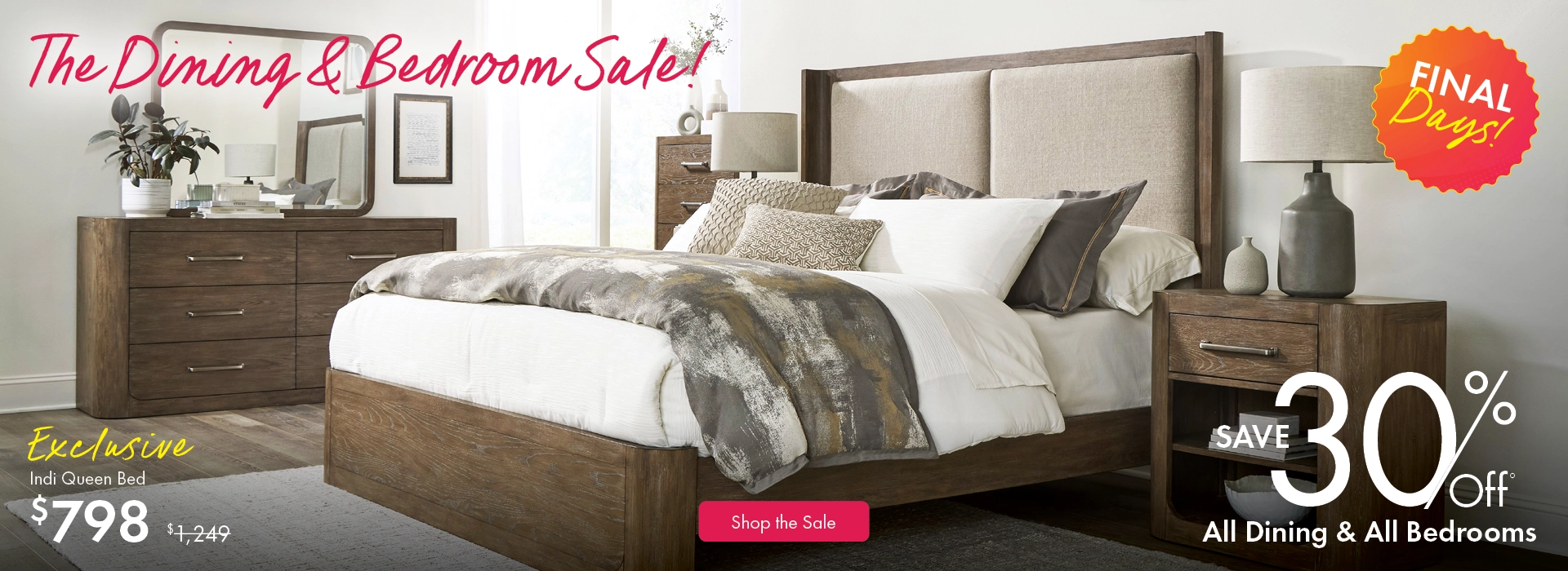 Morris Home Dining & Bedroom Sale – Final days to save 30% on dining and bedroom furniture.