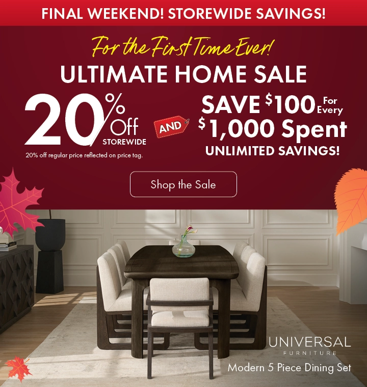 Ultimate Home Sale at Morris Home – save 20% storewide and $100 for every $1,000 spent. Shop now for unlimited savings.