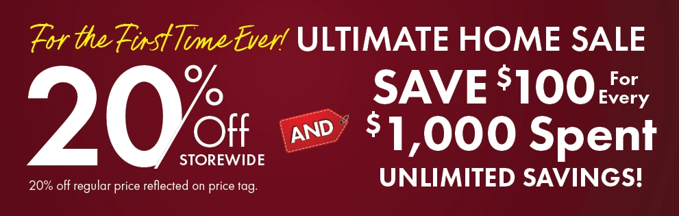 Ultimate Home Sale at Morris Home – Save 20% storewide for the first time ever plus get $100 off every $1,000 spent. Shop furniture deals now.