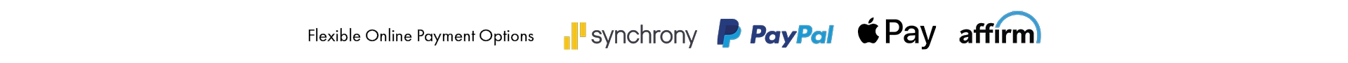 Flexible online payment options available at Morris Home — choose from Synchrony, PayPal, Apple Pay, or Affirm for easy checkout.