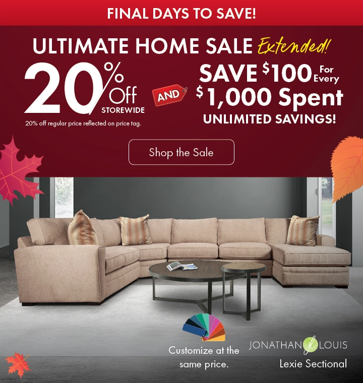 Ultimate Home Sale at Morris Home – save 20% storewide and $100 for every $1,000 spent. Shop now for unlimited savings.