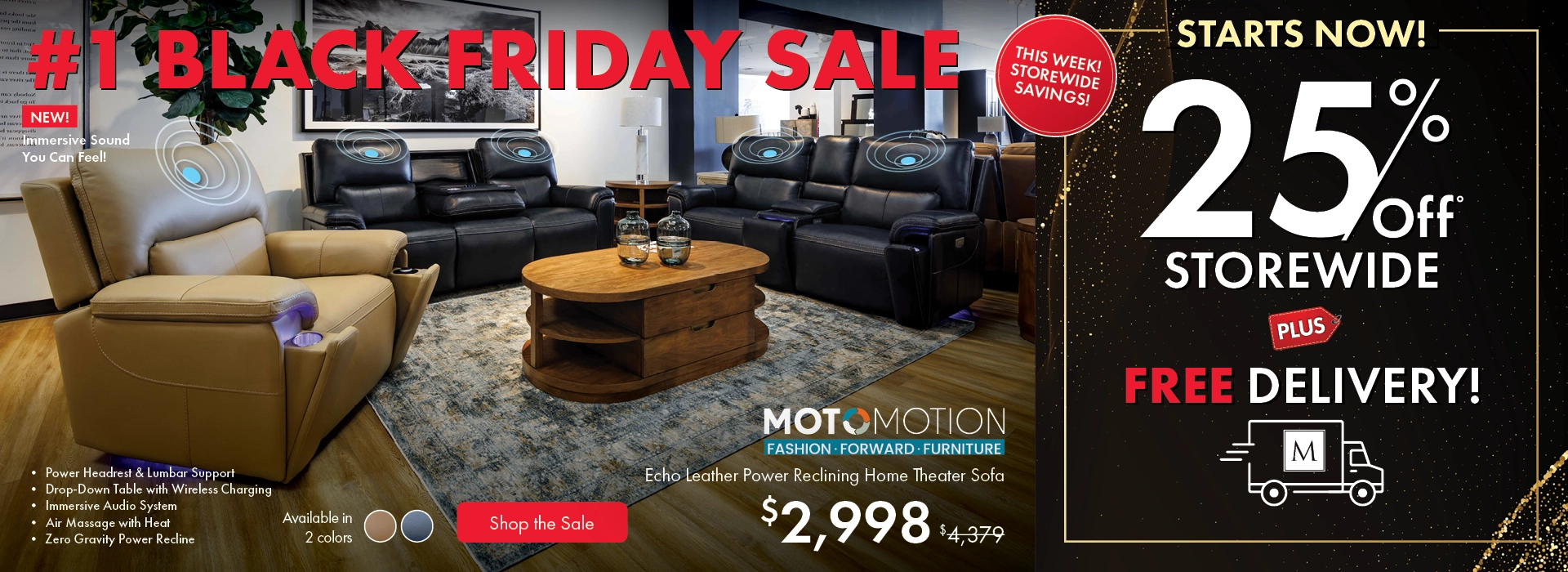 Black Friday Sale starts now at Morris Home — 25% Off Storewide, 30%–50% Off Doorbusters, plus Free Furniture and Free Delivery. Shop Now.