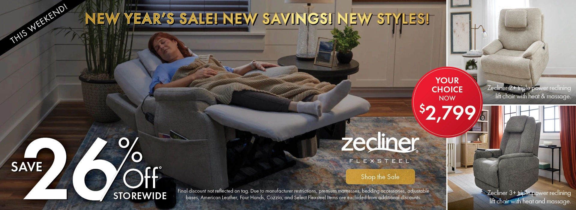 New Year’s Sale featuring new savings and new styles with 26% off storewide—shop the sale now.