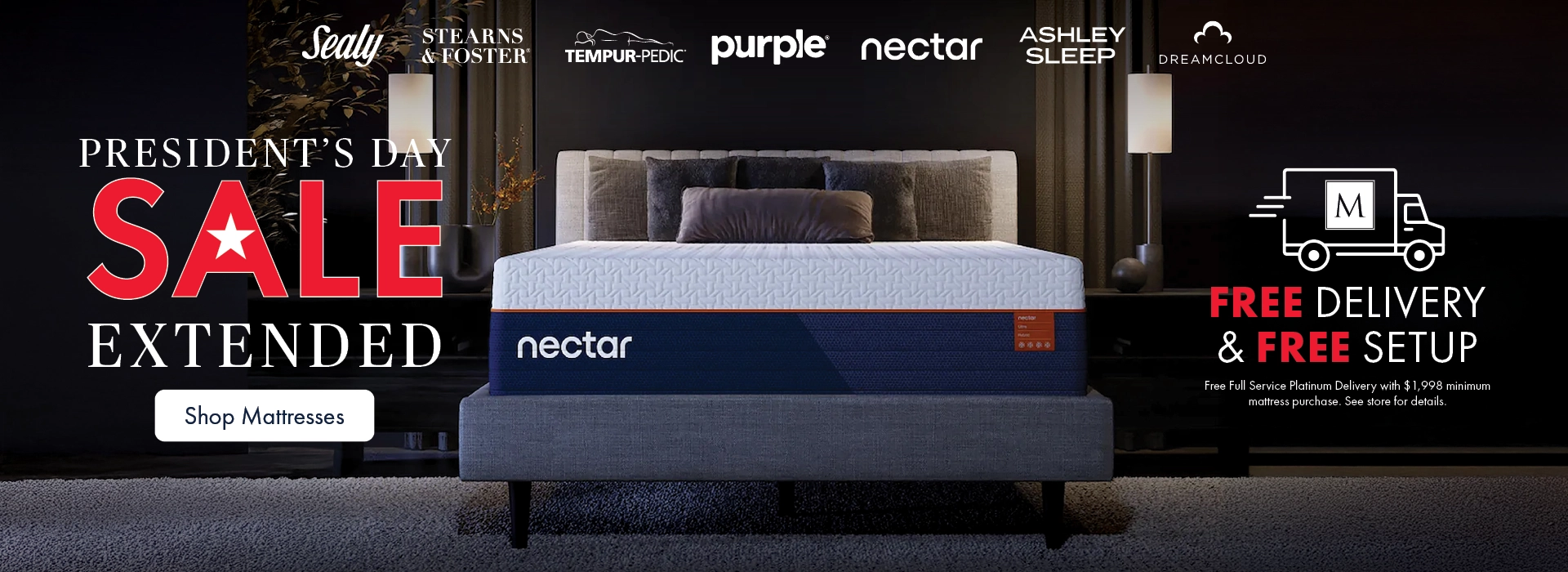 President’s Day Mattress Sale Extended at the Better Sleep Shop inside Morris Home and Ashley. Save on top mattress brands with free delivery and free setup.