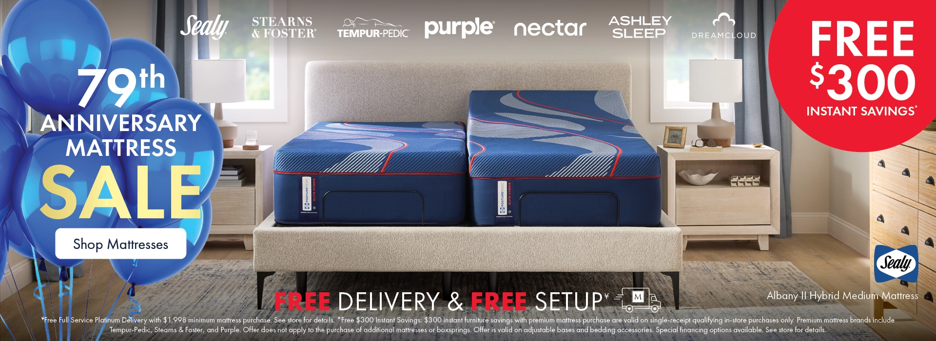 Anniversary Mattress Sale at the Better Sleep Shop inside Morris Home and Ashley. Save on top mattress brands plus free delivery and free setup.