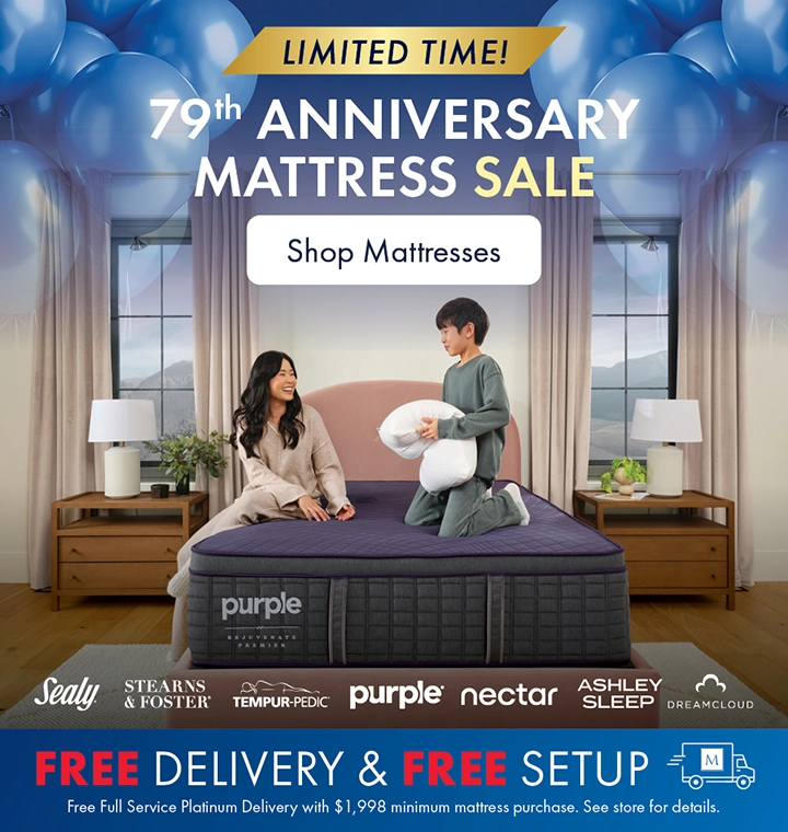 Anniversary Mattress Sale at the Better Sleep Shop inside Morris Home and Ashley. Save on top mattress brands plus free delivery and free setup.