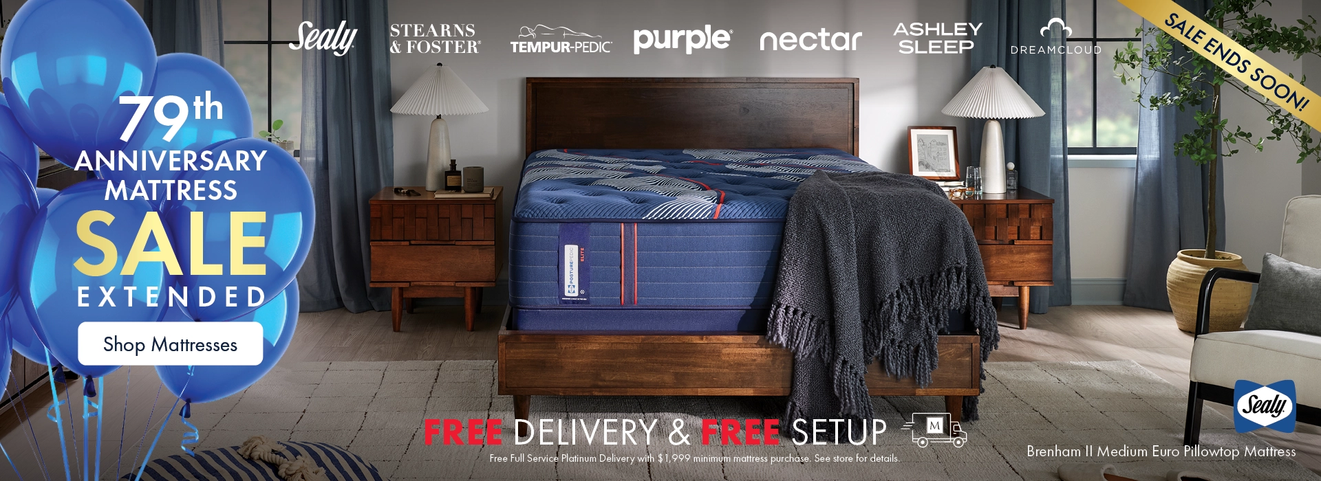 Anniversary Mattress Sale Extended at the Better Sleep Shop inside Morris Home and Ashley. Save on top mattress brands plus free delivery and free setup.