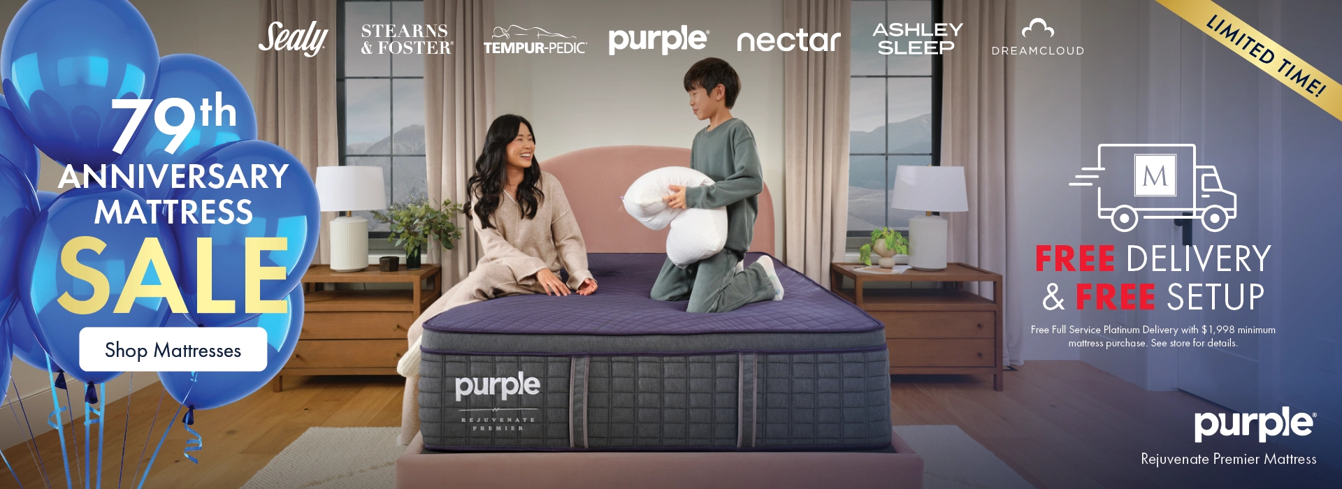 Anniversary Mattress Sale at the Better Sleep Shop inside Morris Home and Ashley. Save on top mattress brands with free delivery and free setup.