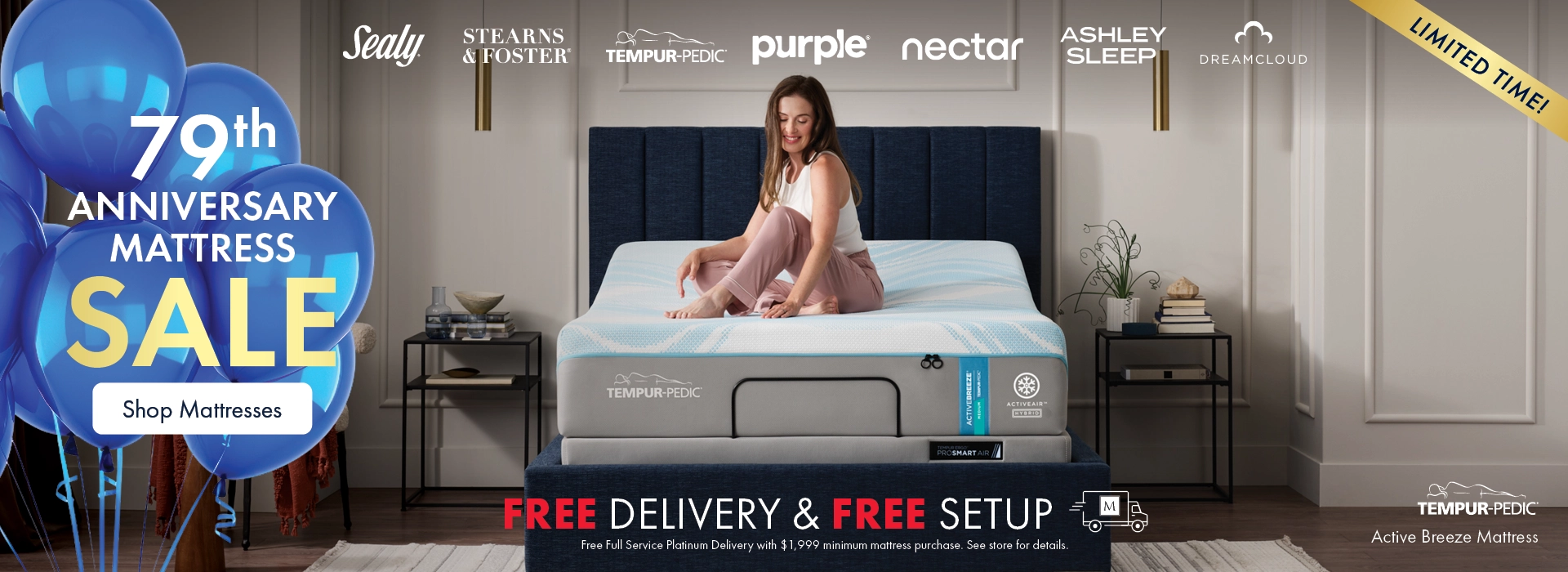 Anniversary Mattress Sale at the Better Sleep Shop inside Morris Home and Ashley. Save on top mattress brands with free delivery and free setup.