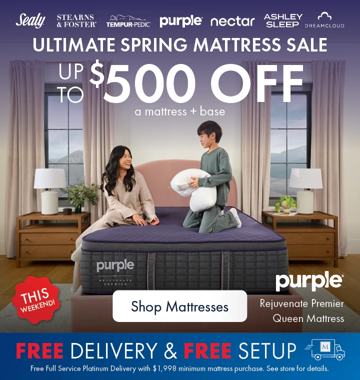 Ultimate Spring Mattress Sale at the Better Sleep Shop inside Morris Home and Ashley. Save on top mattress brands plus free delivery and free setup.