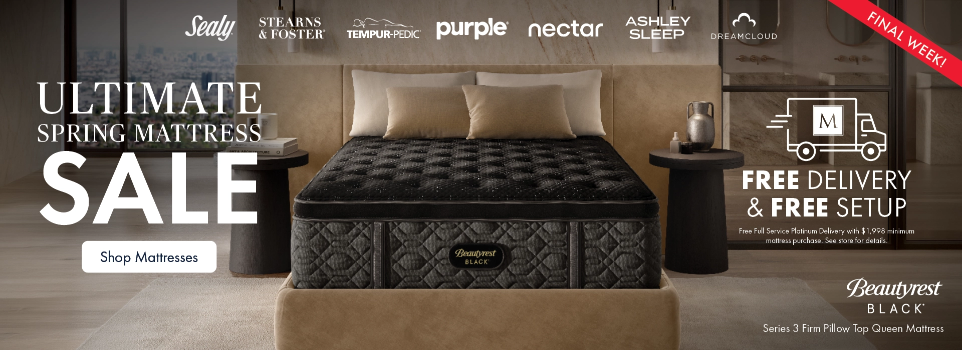 Ultimate Spring Mattress Sale at the Better Sleep Shop inside Morris Home and Ashley. Save on top mattress brands plus free delivery and free setup.