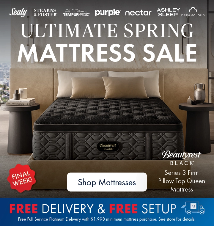 Ultimate Spring Mattress Sale at the Better Sleep Shop inside Morris Home and Ashley. Save on top mattress brands plus free delivery and free setup.