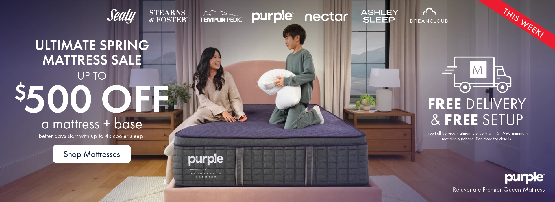 Ultimate Spring Mattress Sale at the Better Sleep Shop inside Morris Home and Ashley. Save up to $500 off a mattress plus base on top mattress brands with free delivery and free setup.