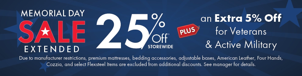 Memorial Day Sale—25% off storewide plus an extra 5% off for Veterans and Active Military. Shop now.