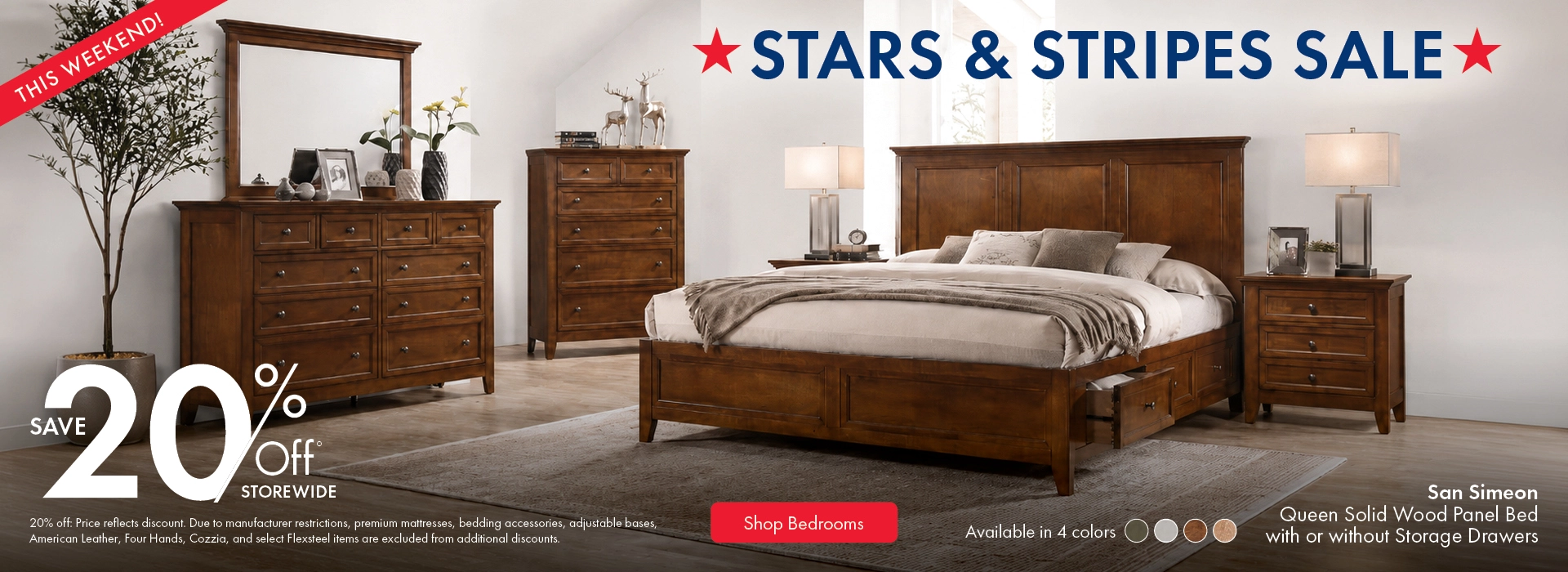 Morris Home Stars & Stripes Sale save 20% off storewide. Shop Bedrooms.