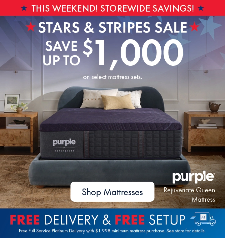 Stars and Stripes Mattress Sale at Morris Home and Ashley—Save up to $1,000 on select mattress sets plus Free Delivery and Free Setup. Shop all mattresses on sale.