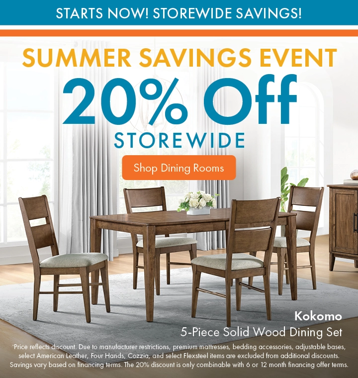 Morris Home Summer Savings Event save 20% off storewide. Shop Dining Rooms.
