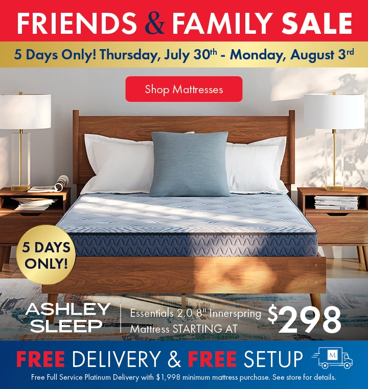 Summer Saving Event at Morris Home and Ashley—Ashley Sleep Mattress starting at $298 + Free Delivery and Free Setup. Shop all mattresses on sale.
