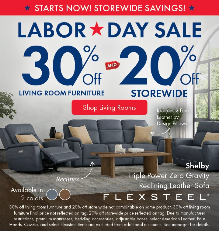 Morris Home Labor Day Sale save 30% off living room furniture and 20% off Storewide. Shop Living Rooms.