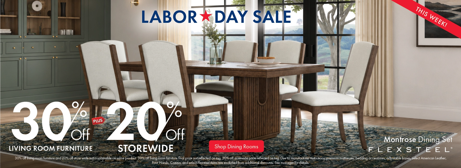 Morris Home Labor Day Sale - save 30% off living room furniture and 20% off storewide. Shop Dining Rooms.