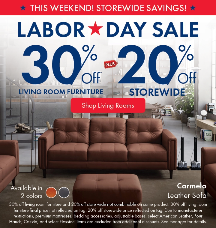 Morris Home Labor Day Sale save 30% off living room furniture and 20% off Storewide. Shop Living Rooms.