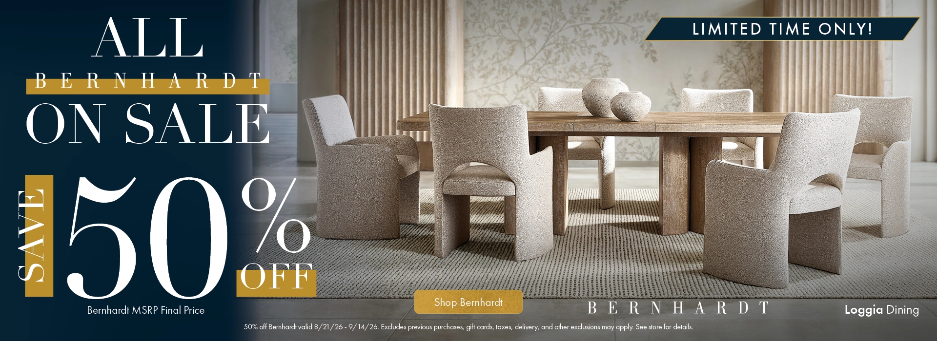 Limited-time Bernhardt furniture sale at Morris Home. Save 50% off. Shop Bernhardt.