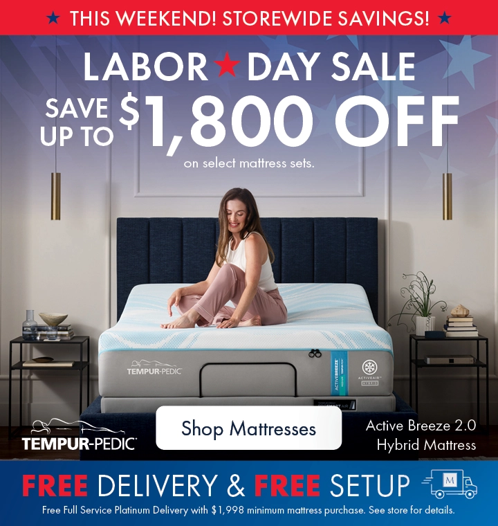 Labor Day Sale at Morris Home and Ashley—Save up to $1,800 off on select mattress sets plus Free Delivery and Free Setup. Shop all mattresses on sale.