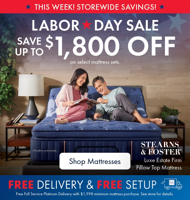 Labor Day Sale at Morris Home and Ashley. Save up to $1,800 on select mattress sets, plus free delivery and free setup. Shop all mattresses on sale.