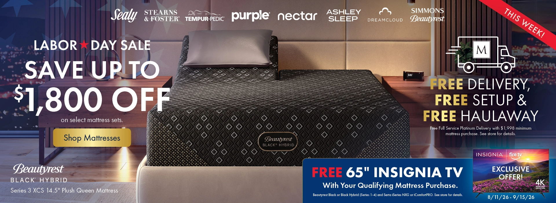 Labor Day Sale at Morris Home and Ashley—Save up to $1,800 off on select mattress sets plus Free Delivery and Free Setup. Shop all mattresses on sale.