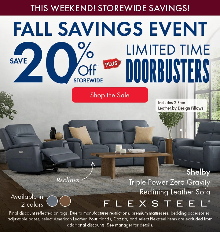Morris Home Fall Savings Event save 20% off Storewide plus limited time doorbusters. Shop the sale now.