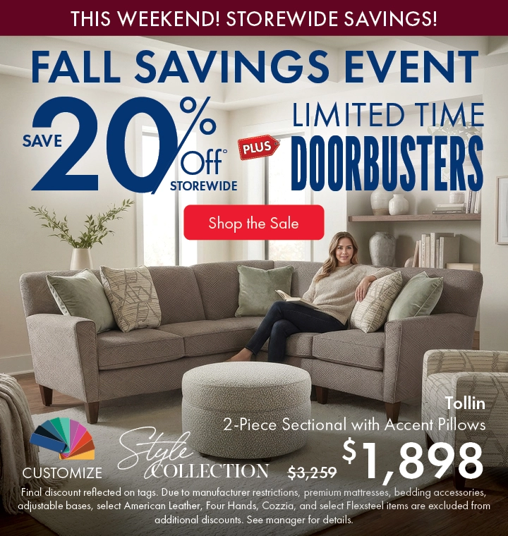 Morris Home Fall Savings Event save 20% off Storewide plus limited time doorbusters. Shop the sale now.