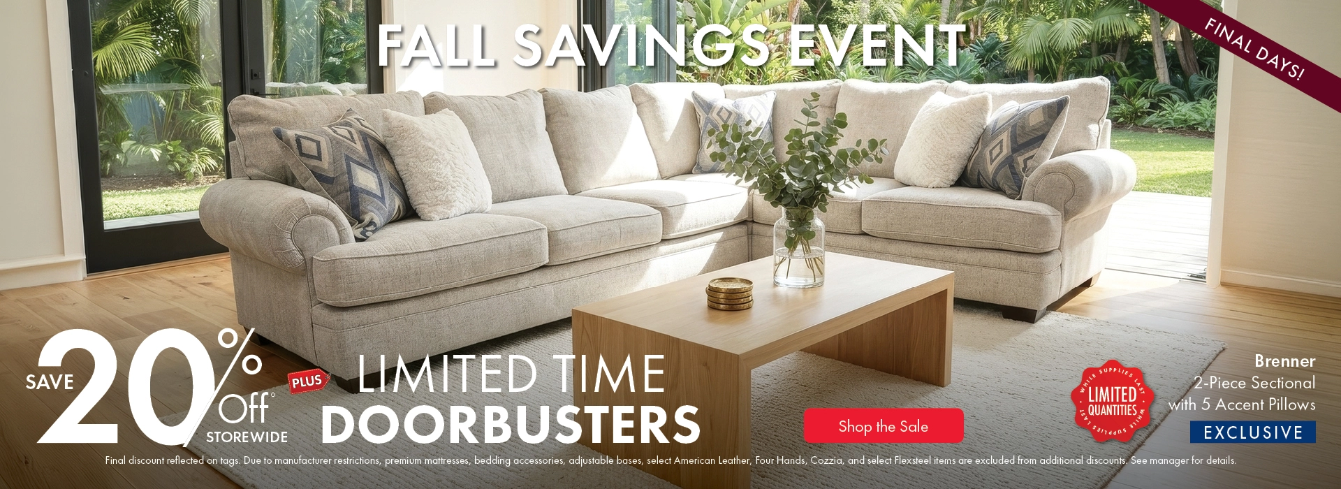 Morris Home Fall Savings Event save 20% off Storewide plus limited time doorbusters. Shop the sale now.