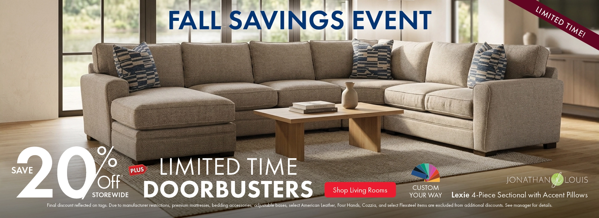 Morris Home Fall Savings Event save 20% off Storewide plus limited time doorbusters. Shop Living Rooms.