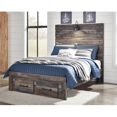 Drystan Panel Bed with Footboard Storage - Multi Drystan Panel Bed with Footboard Storage - Multi