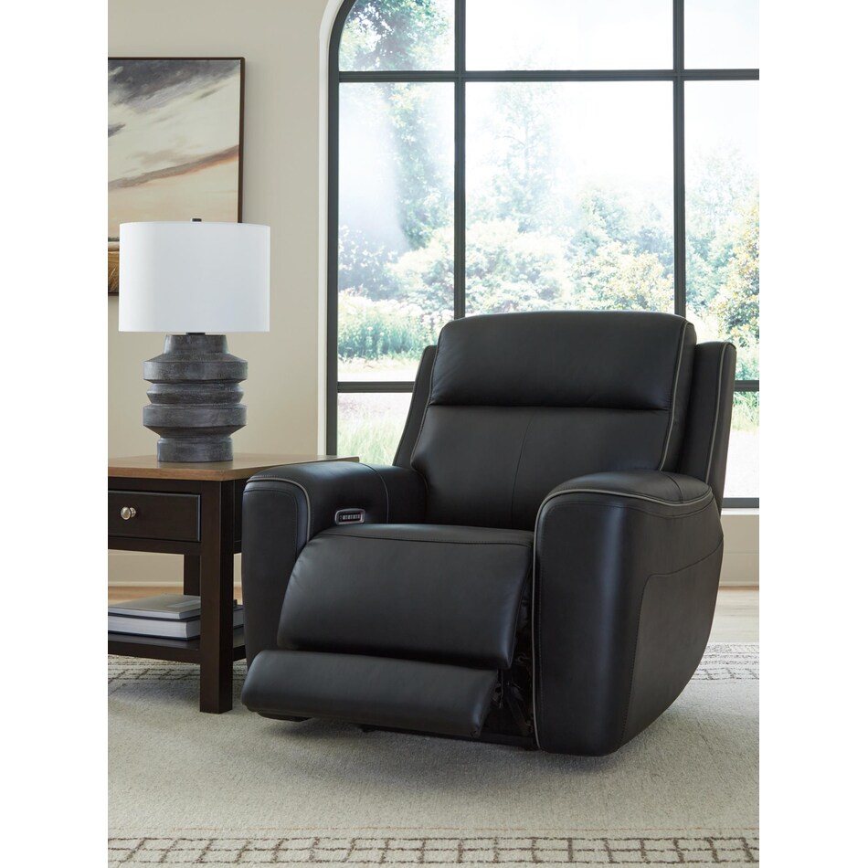 z relaxation black power leather recliner   