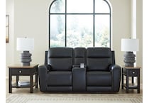 z relaxation black power leather reclining console loveseat   