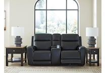 z relaxation black power leather reclining console loveseat   