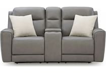 z relaxation coin power leather reclining console loveseat   