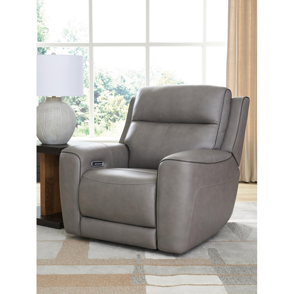 z relaxation grey power leather recliner   