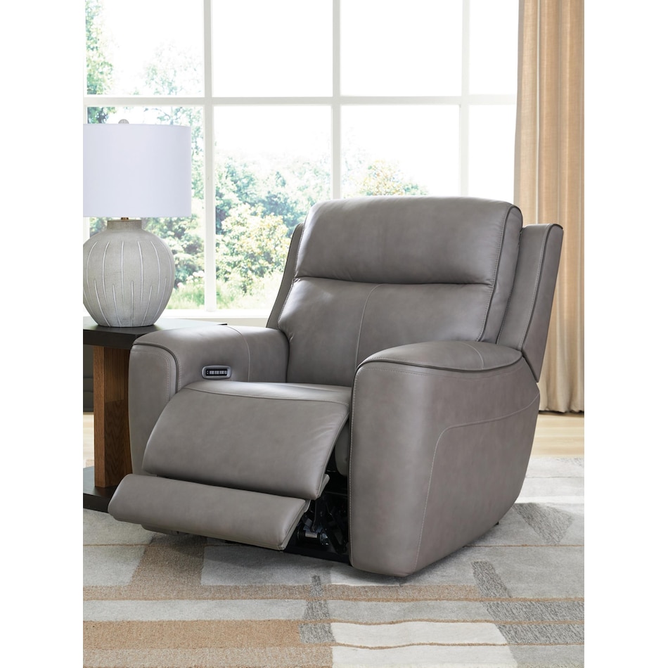 z relaxation grey power leather recliner   