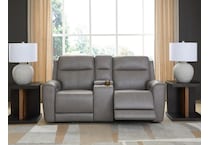 z relaxation grey power leather reclining console loveseat   
