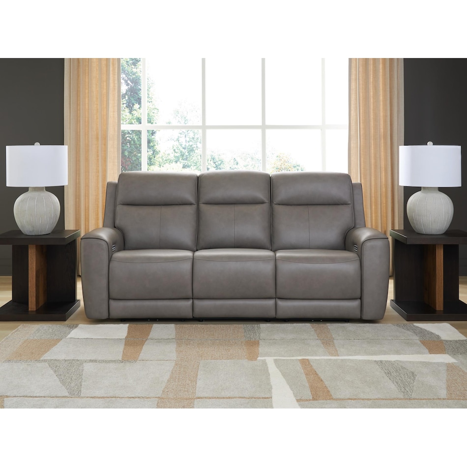 z relaxation grey power leather reclining sofa   